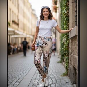 Black‎ label by Chico’s flower print ankle pants size 12
